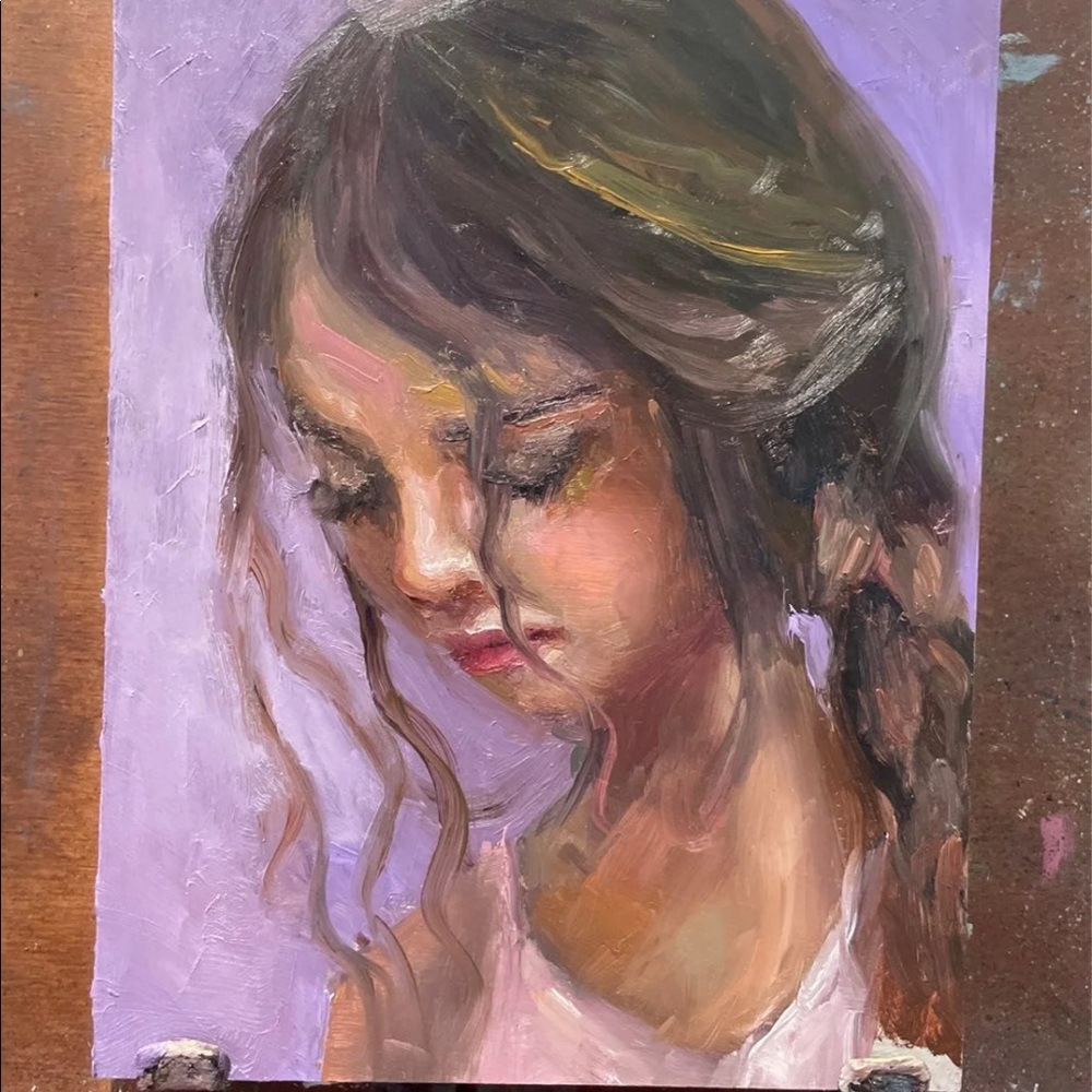 Oil painting-lilac girl